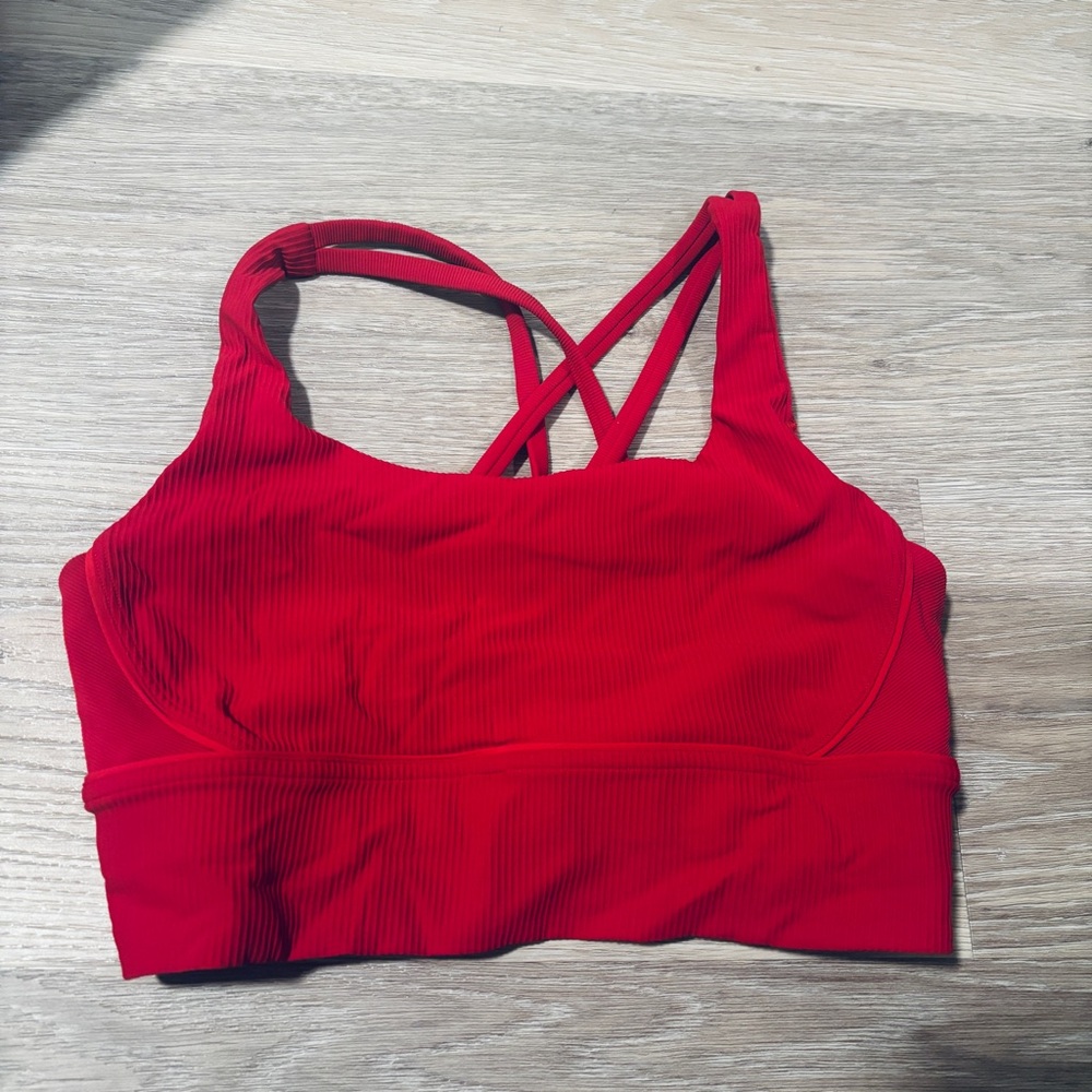 Rare Lululemon Energy Longline Bra Ribbed Megenta Size 8
